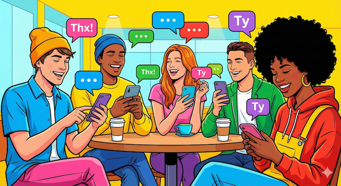 友達やSNSで使える「ありがとうCasual friends messaging / 友達とのカジュアルなメッセージ