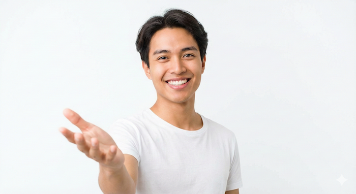 Welcoming gesture portrait / 歓迎のジェスチャー