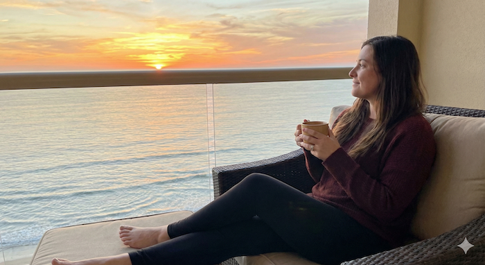 景色を「味わう」動作 写真