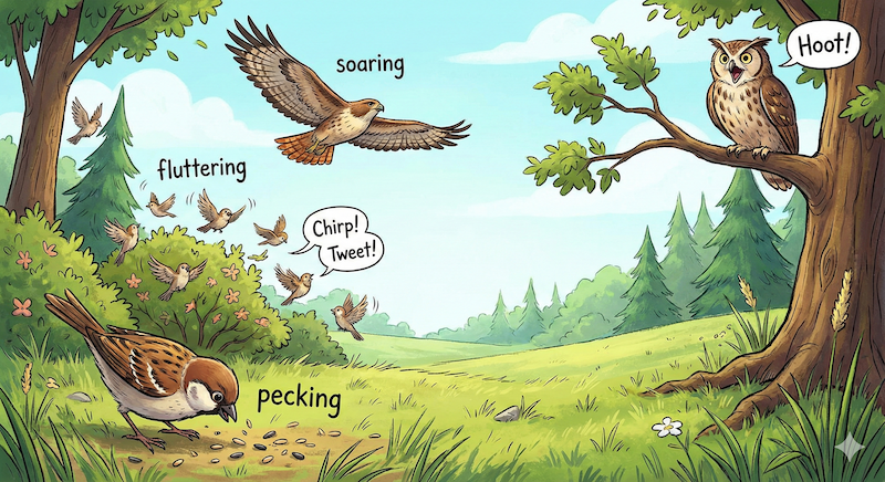 動きと声を表現　英語