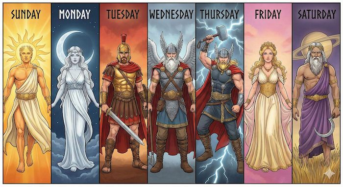Mythological Figures for Each Weekday