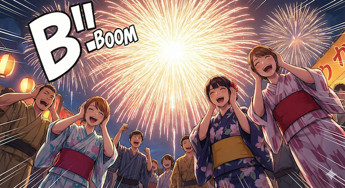 花火の臨場感を伝える英語　　アイキャッチ