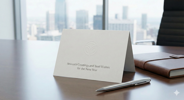 オフィスデスクに置かれたビジネスカード