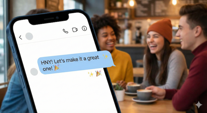 Casual New Year's SNS message. カジュアルな新年のSNSメッセージ。