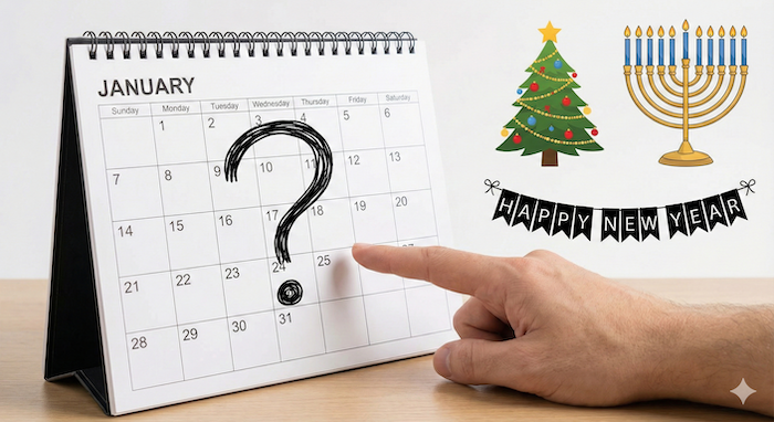 January holiday calendar questions. 1月の祝日に関する質問。
