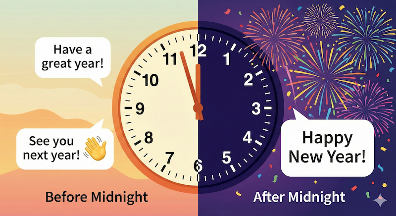 New Year's greetings before and after midnight / 深夜前後の新年の挨拶