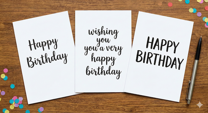 3種類のバースデーカードの配置