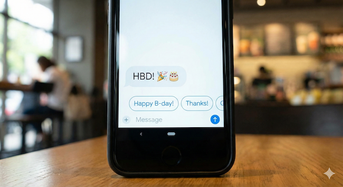 スマホ画面のHBDメッセージ