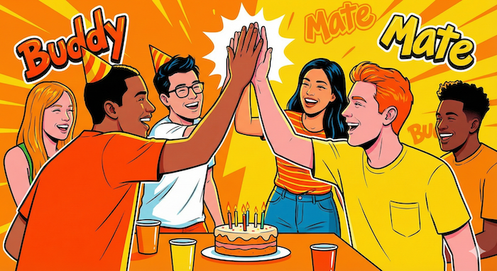 パーティーでハイタッチする友達。