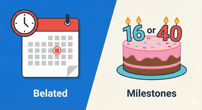 遅ればせと節目の誕生日アイコン。