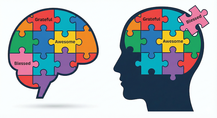 言葉のパズルでできた脳。