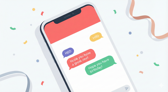 スマホ画面の誕生日チャット。