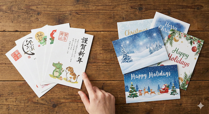 年賀状とクリスマスカードの比較