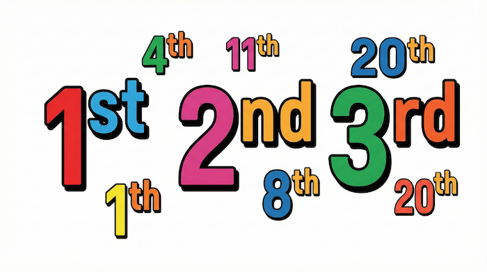 英語の序数（st, nd, rd, th）のルール