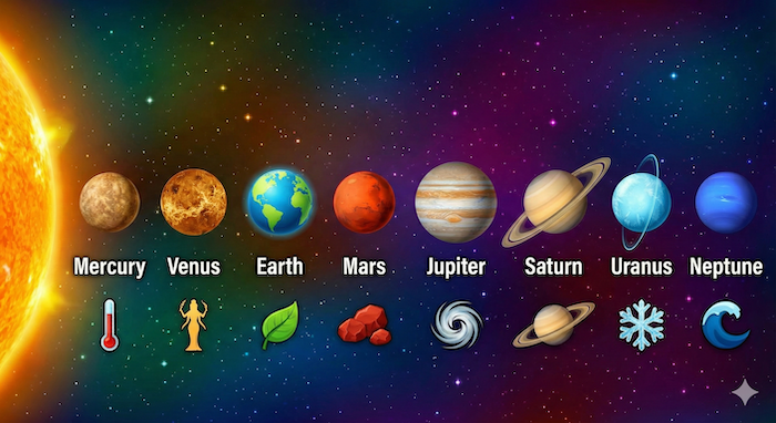 Eight planets in order / 8つの惑星の順番