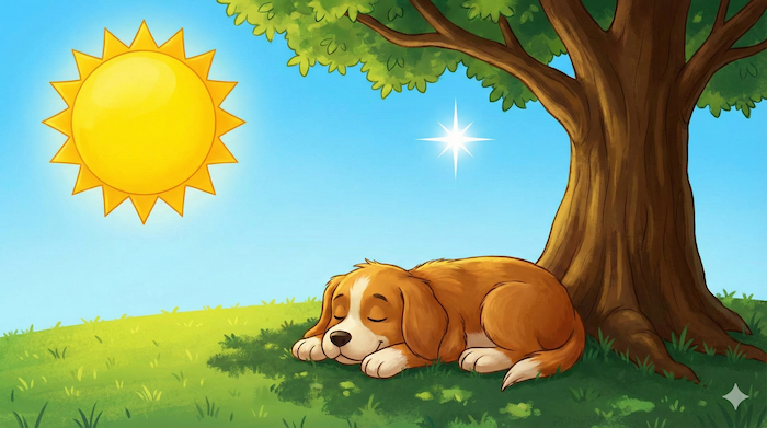 Dog days of summer idiom illustration / 盛夏のイディオムイラスト