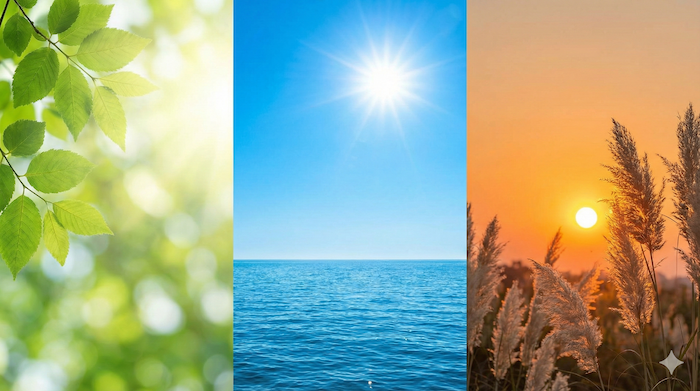 Summer season transition collage illustration / 夏の移ろいを描いたイラスト