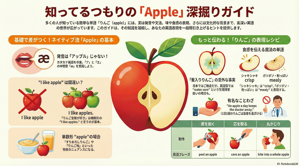 英語 りんごの深掘りガイド　インフォグラフィック