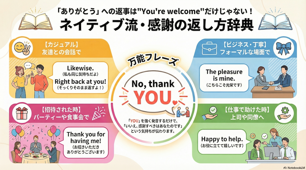 英語で「こちらこそありがとう」 　インフォグラフィック