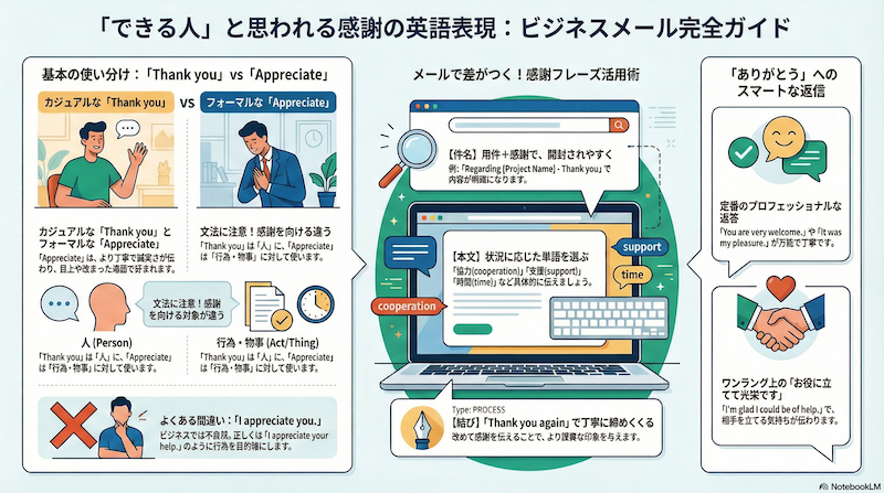 ビジネスのありがとう英語表現ガイド　インフォグラフィいく