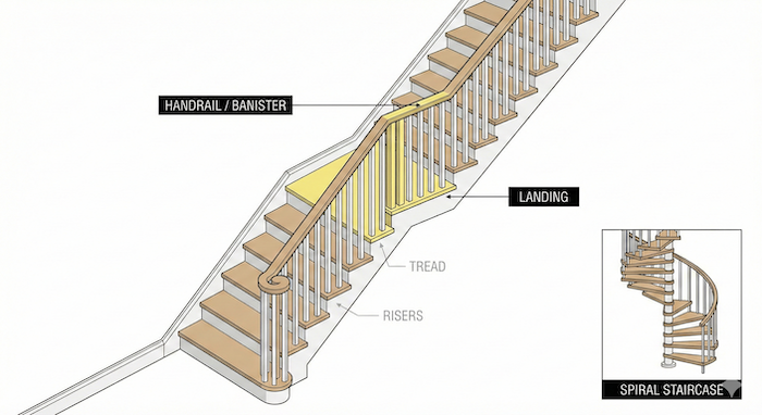 階段の構造図 / Diagram of staircase parts