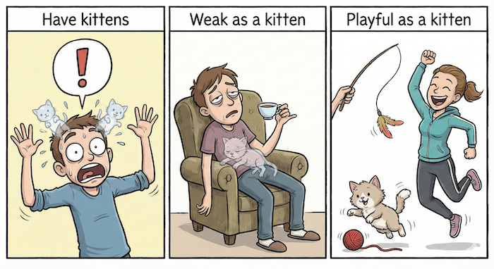 Kitten idioms comic strip / 子猫の慣用句の漫画