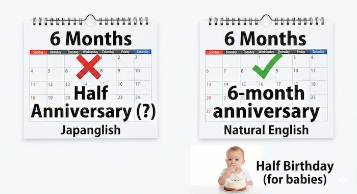 「ハーフアニバーサリー」と「6ヶ月記念」の比較