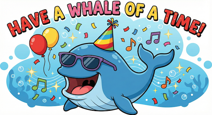 Whale of a time idiom illustration / クジラのイディオムのイラスト