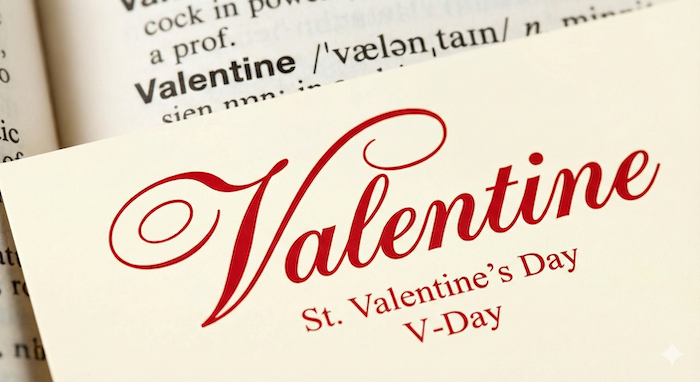 バレンタインカードのスペルと発音記号。