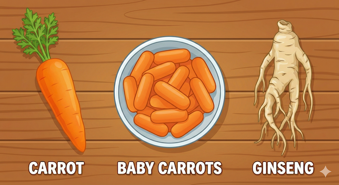 3種類の異なる人参