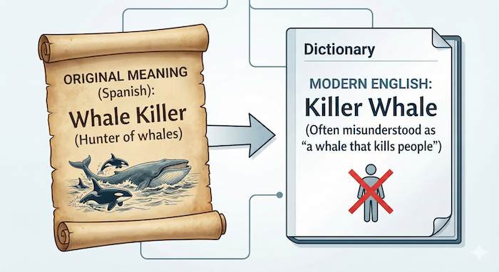 Killer Whale name origin diagram / Killer Whaleの名前の由来図