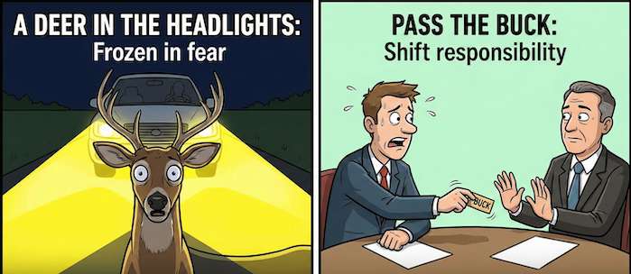 鹿に関する英語イディオムのコミックイラスト