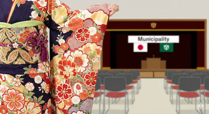 振袖と成人式会場