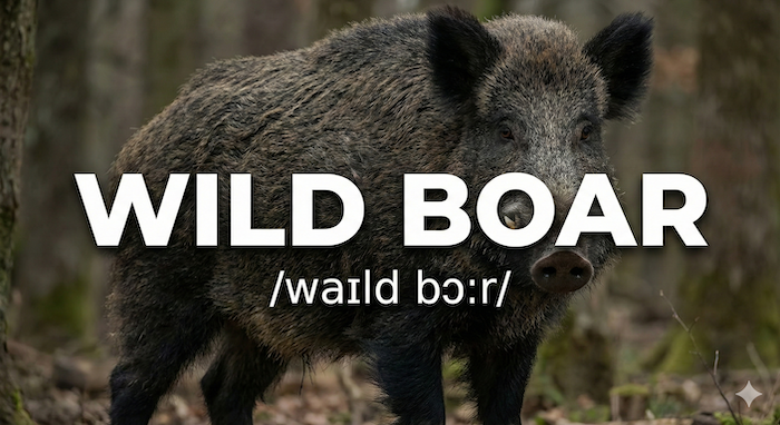 イノシシの写真と英語名・発音記号