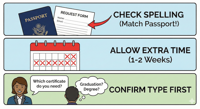 Checklist for Requesting Documents (証明書依頼のチェックリスト)