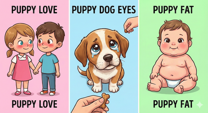 3つの英語イディオムのイラスト。