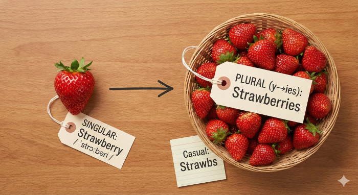 イチゴの単数形と複数形。