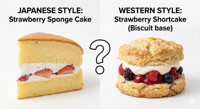日本と西洋のショートケーキ比較。