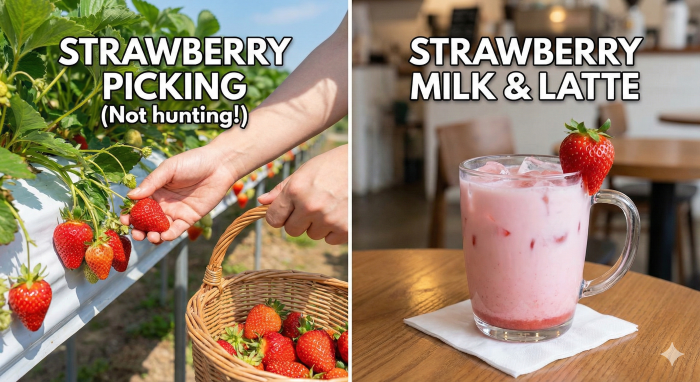 イチゴ狩りとイチゴミルク。