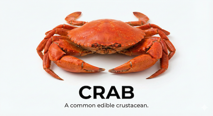 カニのイラスト/写真、学習用 (Crab illustration/photo, educational)