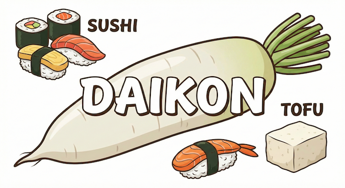 大根と寿司と豆腐のイラスト