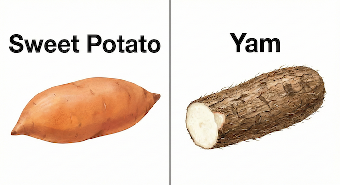 Sweet Potato and Yam comparison. (スイートポテトとヤム芋の比較)