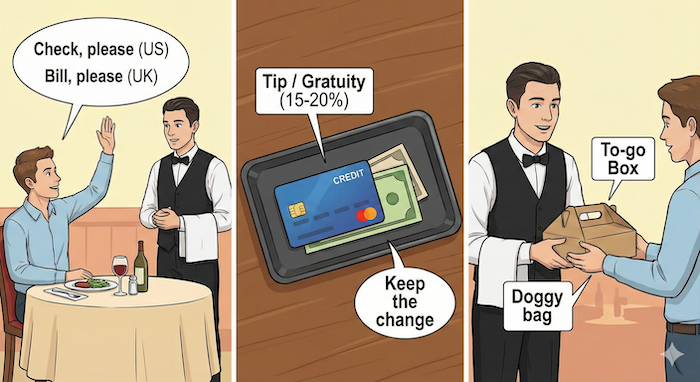 Paying the bill and leaving. / 会計と退店。