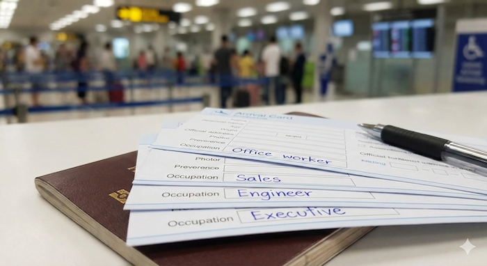 Arrival cards with occupations / 職業が書かれた入国カード