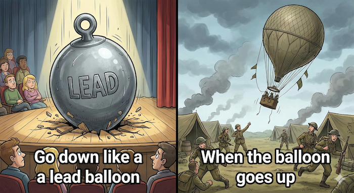 Two balloon idioms illustration (2つの風船イディオムのイラスト)