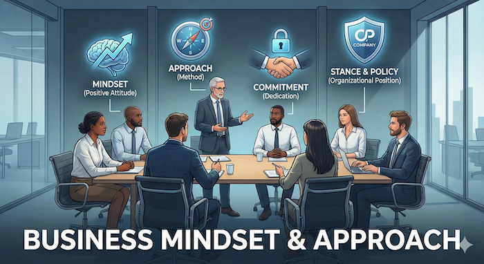 Illustration of business mindset, attitude, and stance / ビジネスにおける考え方、態度、立場のイラスト