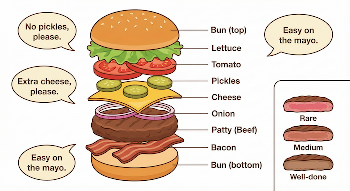 具材とカスタマイズの説明。