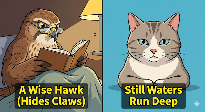 Cartoon illustration of a proverb. ことわざの漫画イラスト。