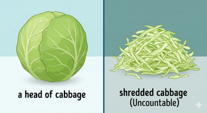 Counting cabbage: a head vs. shredded. (キャベツの数え方：丸ごとと千切り)