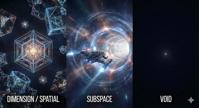 SFにおける空間概念のイラスト。 (Illustrations of sci-fi space concepts.)